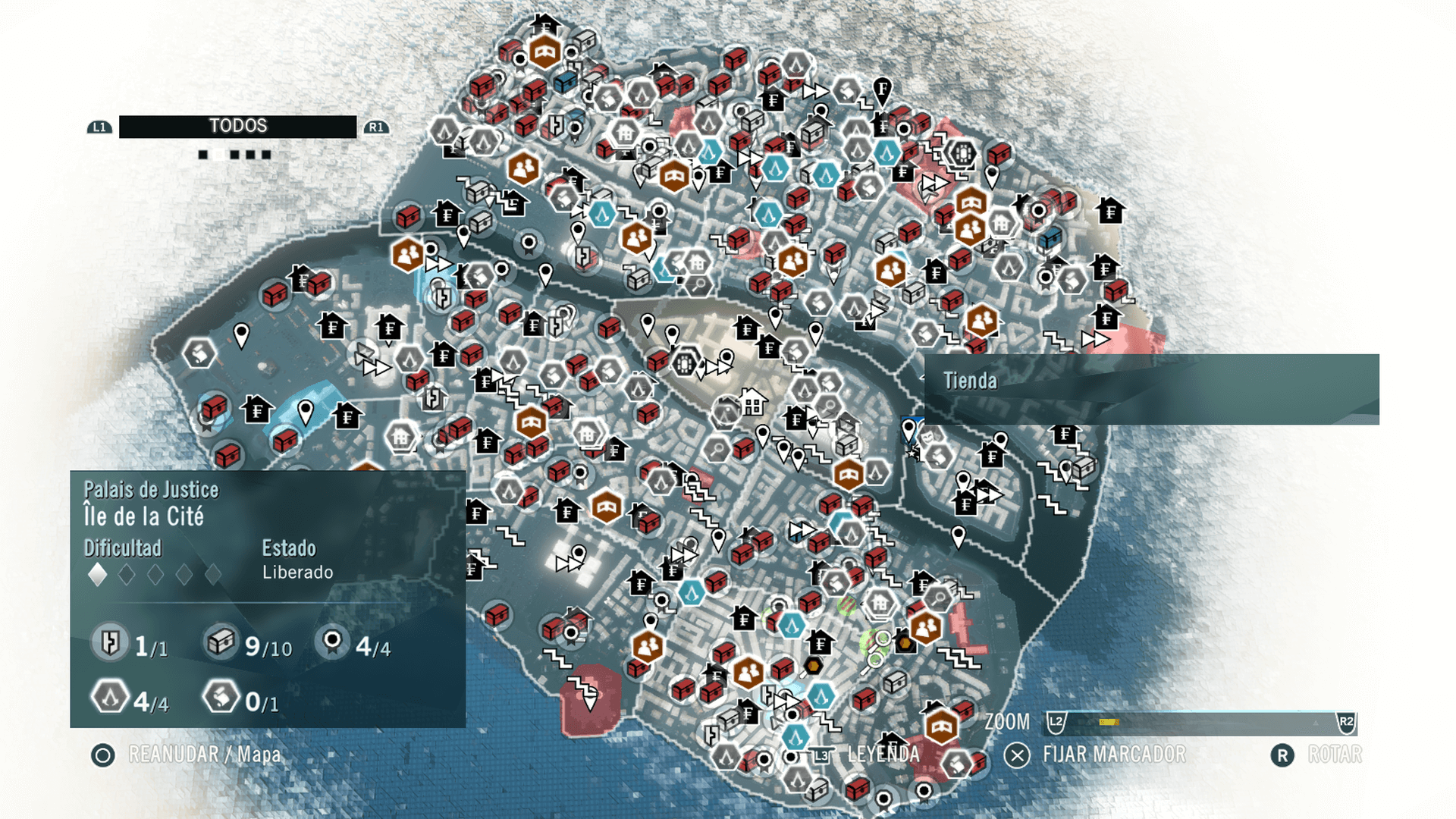 Assassin's Creed Unity Mapa de París con las tareas