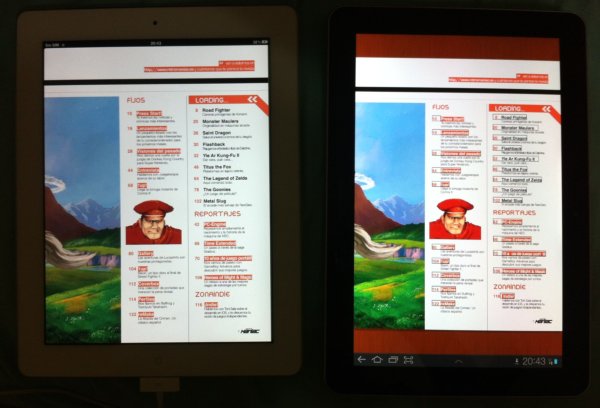 iPad a la izquierda, Galaxy Tab 10.1 a la derecha